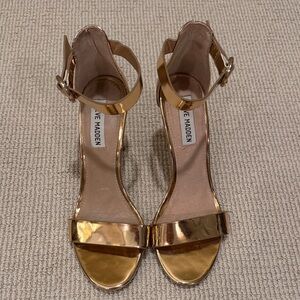Steve Madden Metallic Rose Gold Ankle-Strap Heels